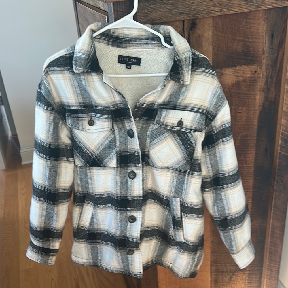 Love Tree Plaid Button-Up Jacket